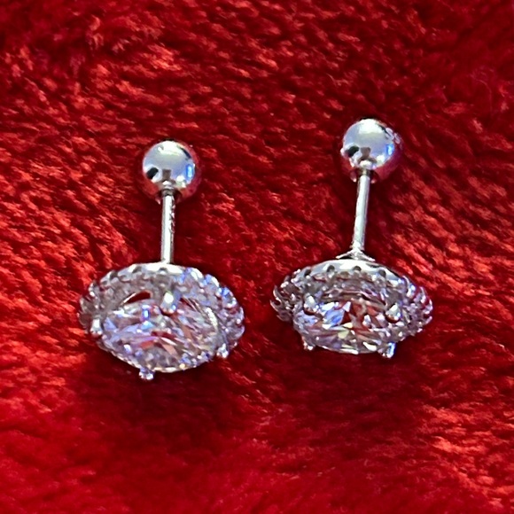 Luxury Moissanite Diamond 2.0 CT‎ halo screwback earrings retail $699 - Picture 3 of 7